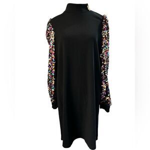 NWOT SHEIN Black Sequined Sleeves Dress.